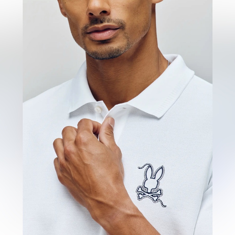 Psycho Bunny White Polo Shirt with Embroidered Logo